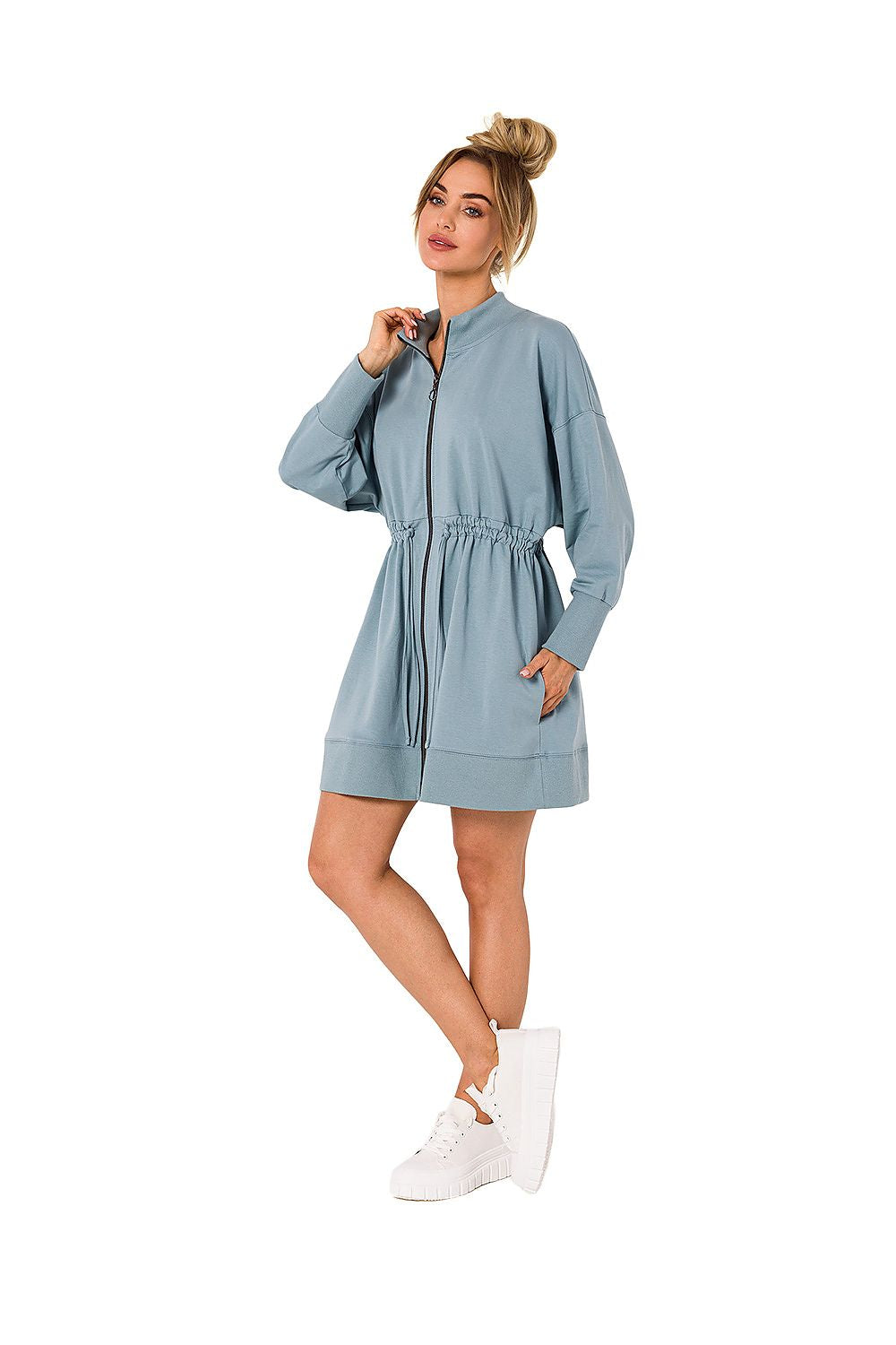 Sweatshirt-kjole / Dagkjole - Moe til dame fra MS StyleHaven, laget av Bomull, farge beige, størrelse L/XL, med long ermer, perfekt til dress