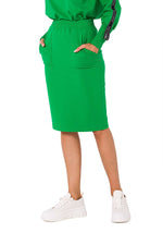 Praktisk Skjørt - Moe til dame fra MS StyleHaven, laget av Bomull; Elastan-1, farge Grønn, størrelse s, med long ermer, midi lengde, perfekt til dress