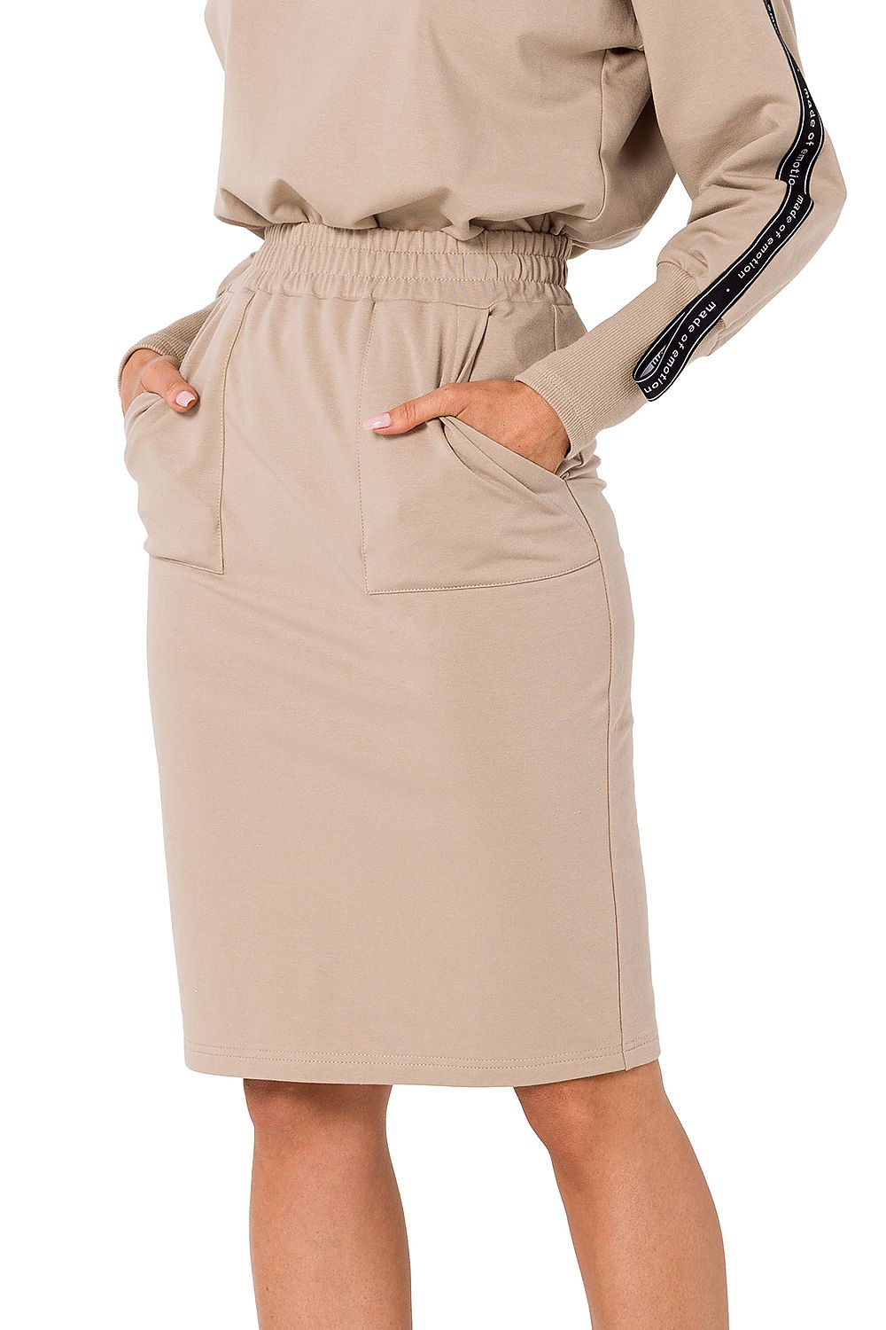 Praktisk Skjørt - Moe til dame fra MS StyleHaven, laget av Bomull; Elastan-1, farge Rosa, størrelse XXL, med long ermer, perfekt til dress