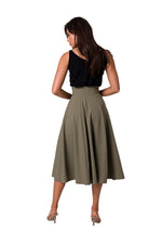 High-waisted Flared Midi-skjørt - BeWear til dame fra MS StyleHaven, laget av polyester, farge Rosa, størrelse XL, med short ermer, perfekt til dress