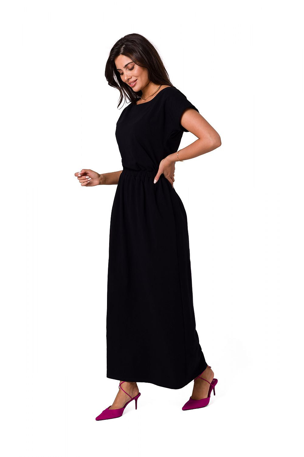 Dagskjole BeWear til dame fra MS StyleHaven, laget av Bomull; Elastan-1, farge Gul, størrelse s, med short ermer, perfekt til dress