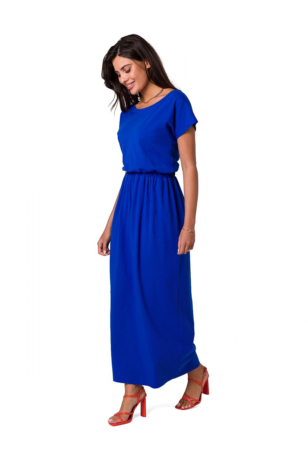 Dagskjole BeWear til dame fra MS StyleHaven, laget av Bomull; Elastan-1, farge Gul, størrelse M, med short ermer, perfekt til dress