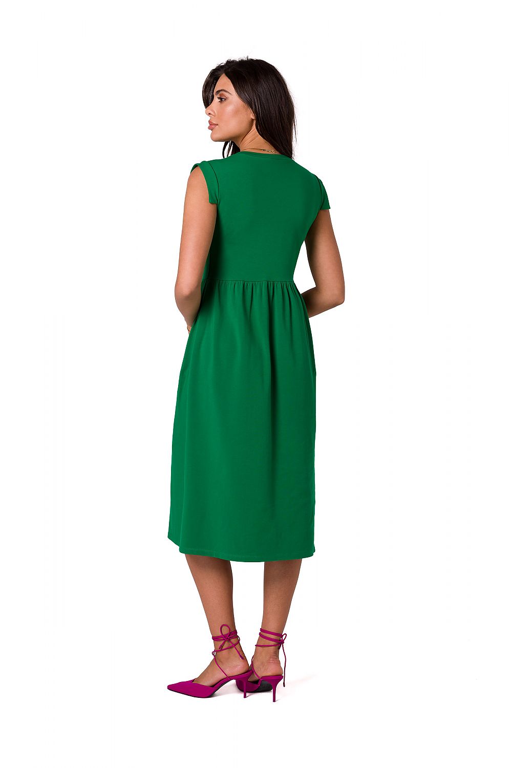 Ermeløs Dagskjole BeWear til dame fra MS StyleHaven, laget av Bomull; Elastan-1, farge Grønn, størrelse M, med sleeveless ermer, perfekt til dress