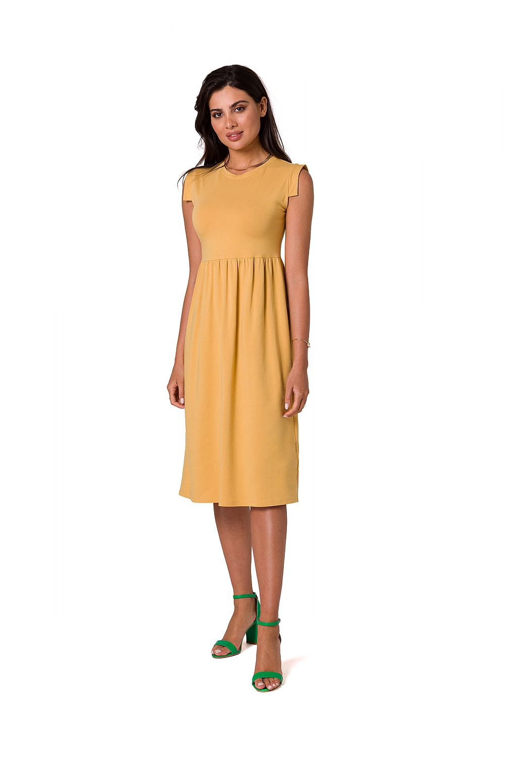 Ermeløs Dagskjole BeWear til dame fra MS StyleHaven, laget av Bomull; Elastan-1, farge Grønn, størrelse L, med sleeveless ermer, perfekt til dress