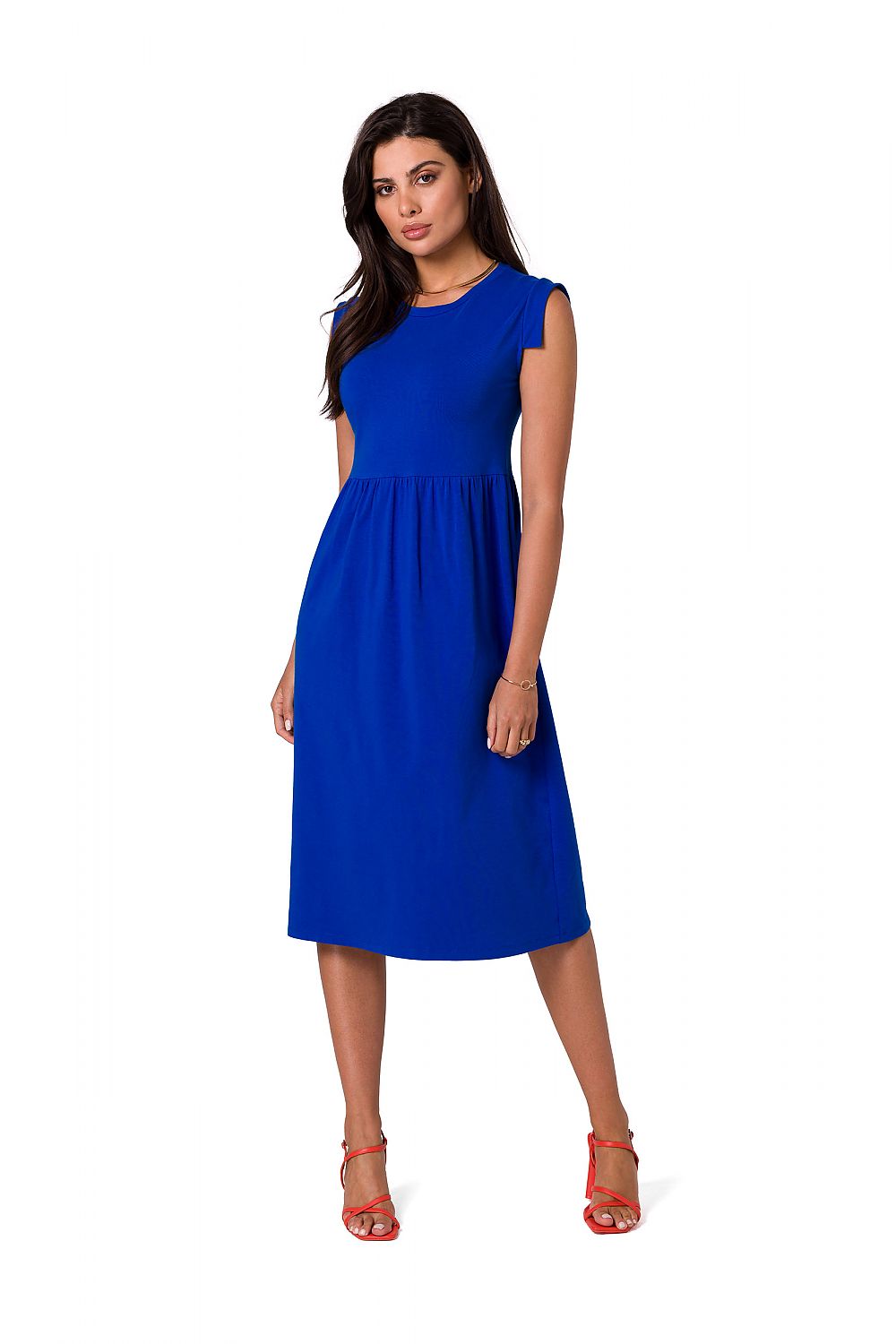 Ermeløs Dagskjole BeWear til dame fra MS StyleHaven, laget av Bomull; Elastan-1, farge Gul, størrelse M, med sleeveless ermer, perfekt til dress