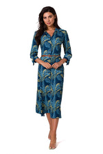 Dagskjole BeWear til dame fra MS StyleHaven, laget av polyester, farge Flerfarget, størrelse s, med long ermer, midi lengde, kjolestil a-line, perfekt til dress