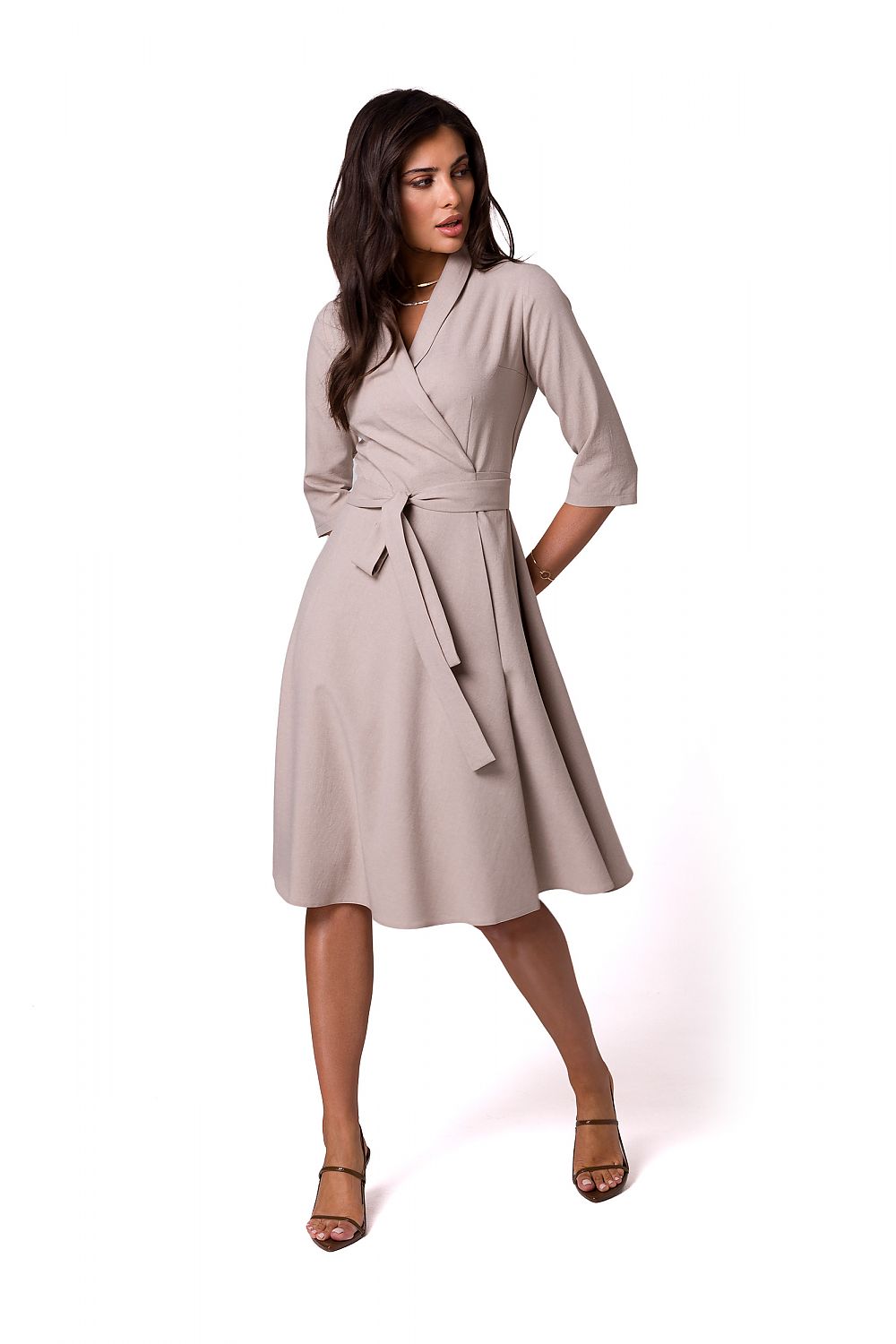 Dagskjole BeWear til dame fra MS StyleHaven, laget av polyester, farge Grønn, størrelse M, med long ermer, perfekt til dress