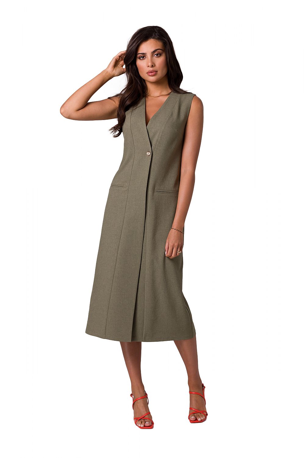 Dagskjole BeWear til dame fra MS StyleHaven, laget av polyester, farge beige, størrelse XXL, med long ermer, perfekt til dress