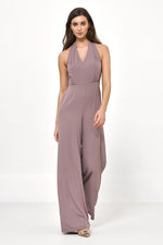 Jumpsuit Nife til dame fra MS StyleHaven, laget av polyester, farge Brun, størrelse 34, med sleeveless ermer, perfekt til casual; dress