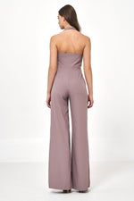Jumpsuit Nife til dame fra MS StyleHaven, laget av polyester, farge Brun, størrelse 38, med sleeveless ermer, perfekt til casual; dress