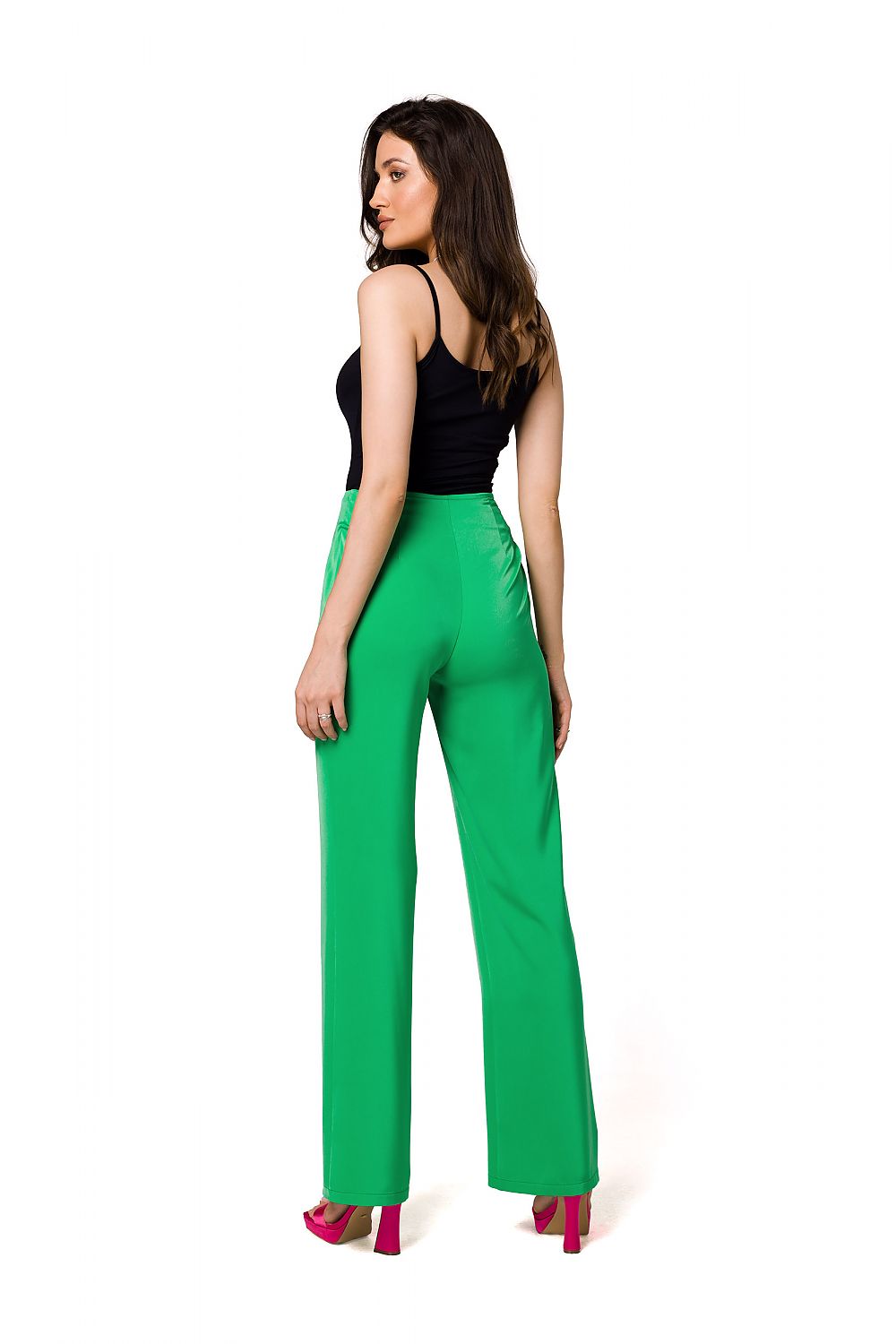Power Elegance – Skreddersydde satengbukser - Makover til dame fra MS StyleHaven, laget av polyester, farge Grønn, størrelse M, med long ermer