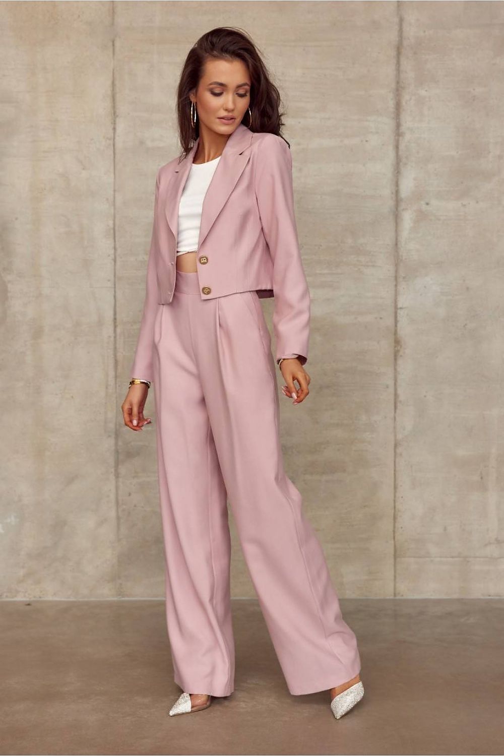 Vide bukser med høy midje og elegant snitt fra MS StyleHaven, størrelse 42, med sleeveless, bukselengde long, kjolelengde maxi, kjolestil sheath; a-line