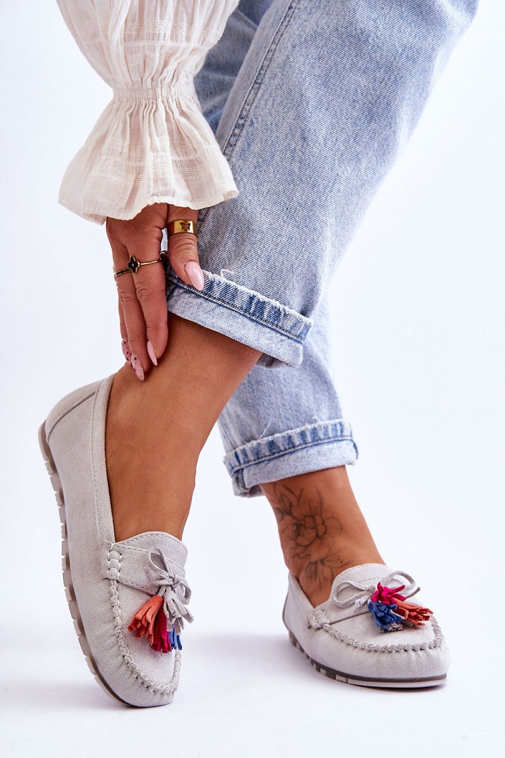 Mocassin Step in Style til dame fra MS StyleHaven, laget av polyester, farge Grå, størrelse 37, med long ermer, perfekt til casual