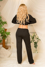 Antao Boho Pants fra Kalimo til dame fra MS StyleHaven, laget av Bomull; Elastan, farge Svart, størrelse S, med long; 3-4 ermer, perfekt til casual; dress