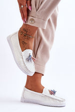 Mocassin Step in Style til dame fra MS StyleHaven, laget av polyester, farge Hvit, størrelse 38, med long ermer, perfekt til casual; dress