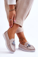 Mocassin Step in Style til dame fra MS StyleHaven, laget av polyester, farge Hvit, størrelse 39, med long ermer, perfekt til casual; dress