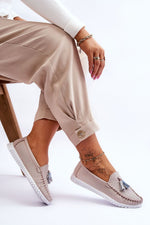 Mocassin Step in Style til dame fra MS StyleHaven, laget av polyester, farge Hvit, størrelse 40, med long ermer, perfekt til casual; dress