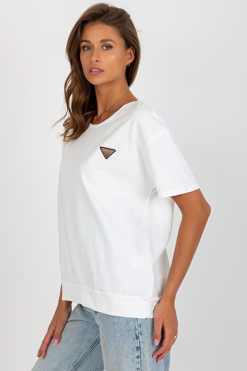 Bluse - Relevance til dame fra MS StyleHaven, laget av Bomull, farge beige, størrelse L/XL, med short ermer, perfekt til casual; dress