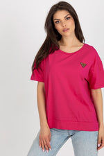 Bluse - Relevance til dame fra MS StyleHaven, laget av Bomull, farge Rosa, størrelse L/XL, med short ermer, perfekt til casual; dress
