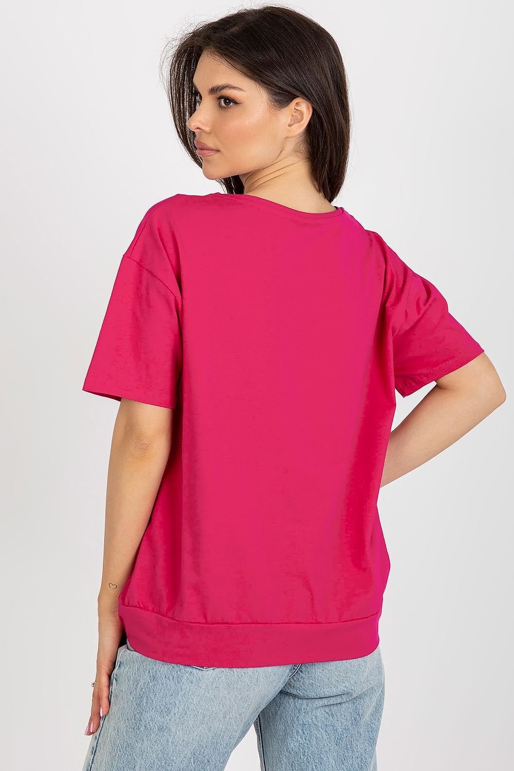 Bluse - Relevance til dame fra MS StyleHaven, laget av Bomull, farge Rosa, størrelse L/XL, med short ermer, perfekt til casual; dress