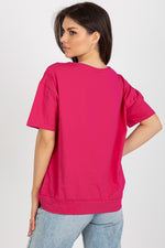 Bluse - Relevance til dame fra MS StyleHaven, laget av Bomull, farge Rosa, størrelse L/XL, med short ermer, perfekt til casual; dress