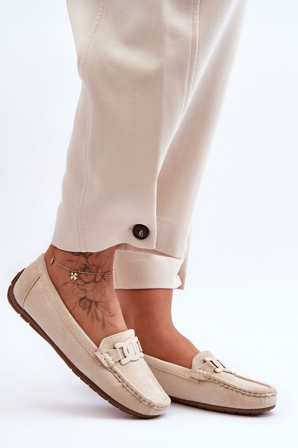 Mocassin Step in Style til dame fra MS StyleHaven, laget av polyester, farge beige, størrelse 37, med long ermer, perfekt til casual; dress