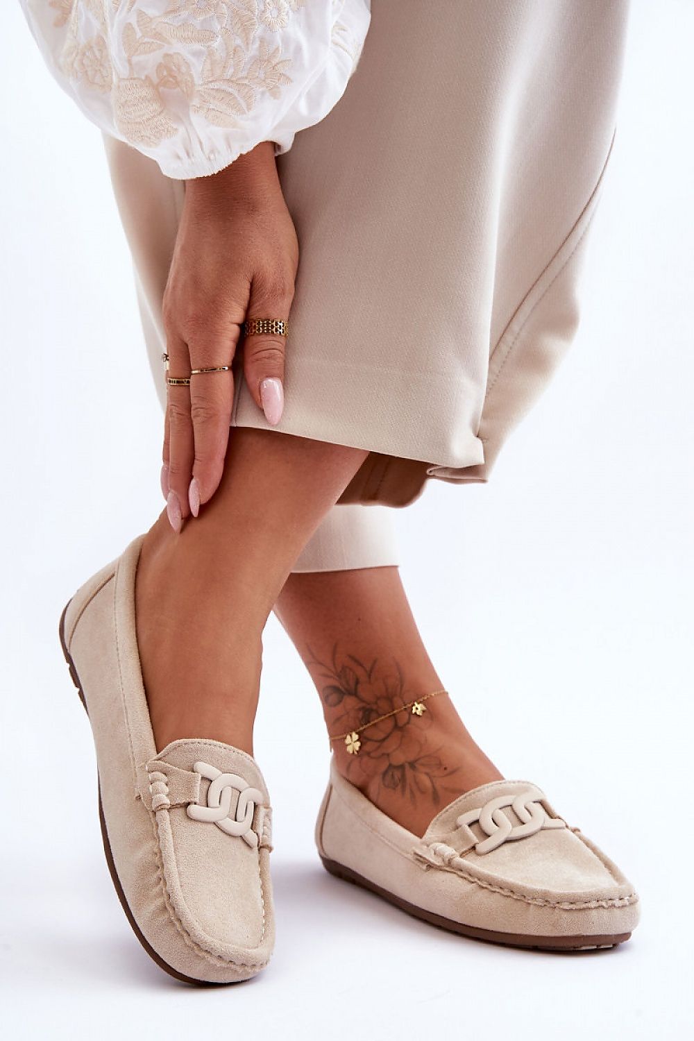 Mocassin Step in Style til dame fra MS StyleHaven, laget av polyester, farge beige, størrelse 38, med long ermer, perfekt til casual; dress