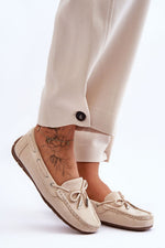 Mocassin Step in Style til dame fra MS StyleHaven, laget av polyester, farge beige, størrelse 38, med 45720 ermer, perfekt til casual