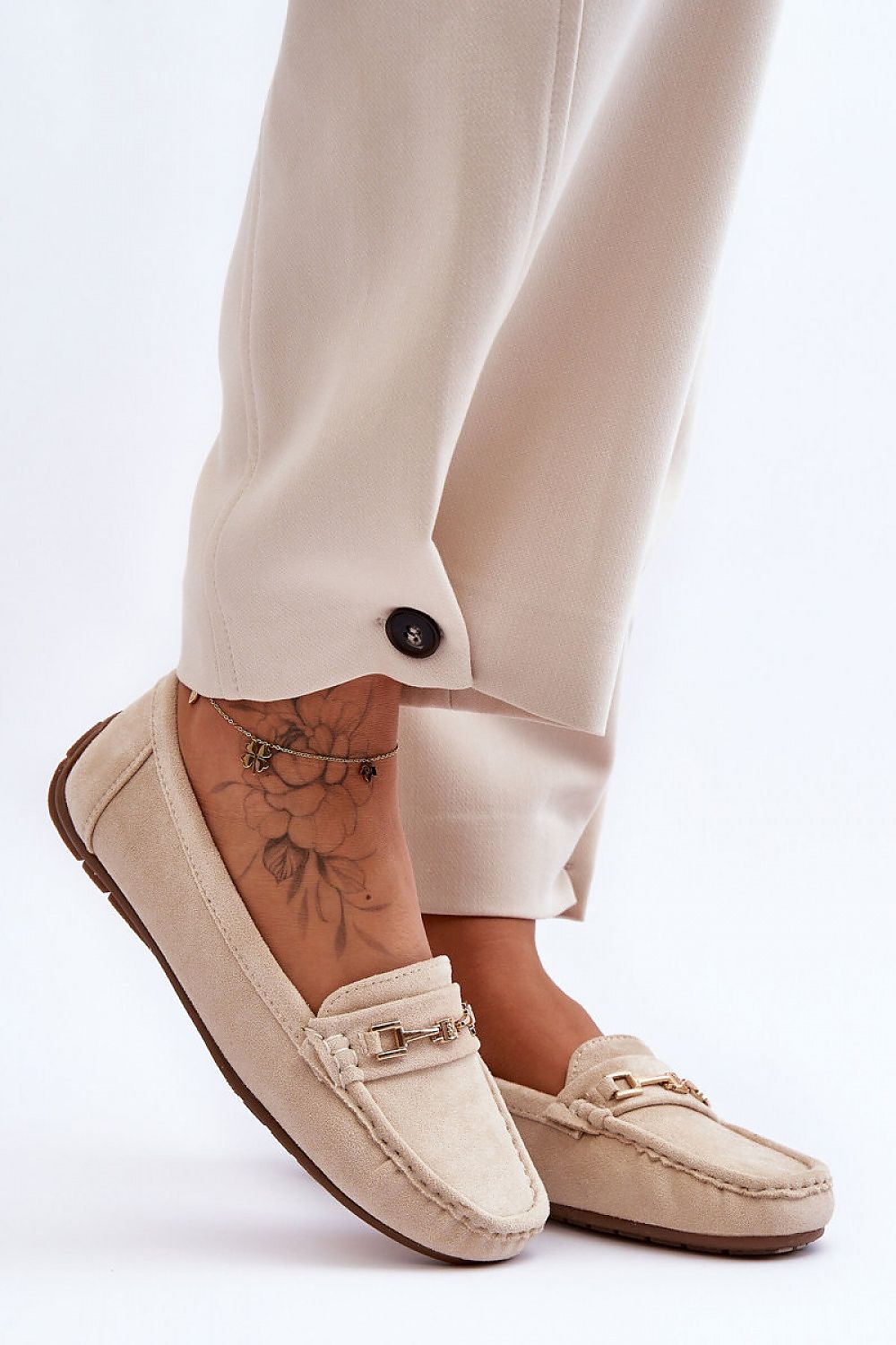 Mocassin Step in Style til dame fra MS StyleHaven, laget av polyester, farge beige, størrelse 37, med long ermer, perfekt til casual; dress