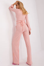 Lakerta fritidssett – bluse med hjertehals til dame fra MS StyleHaven, laget av Bomull; polyester, farge Brun, størrelse S/M, med long ermer, perfekt til casual; dress