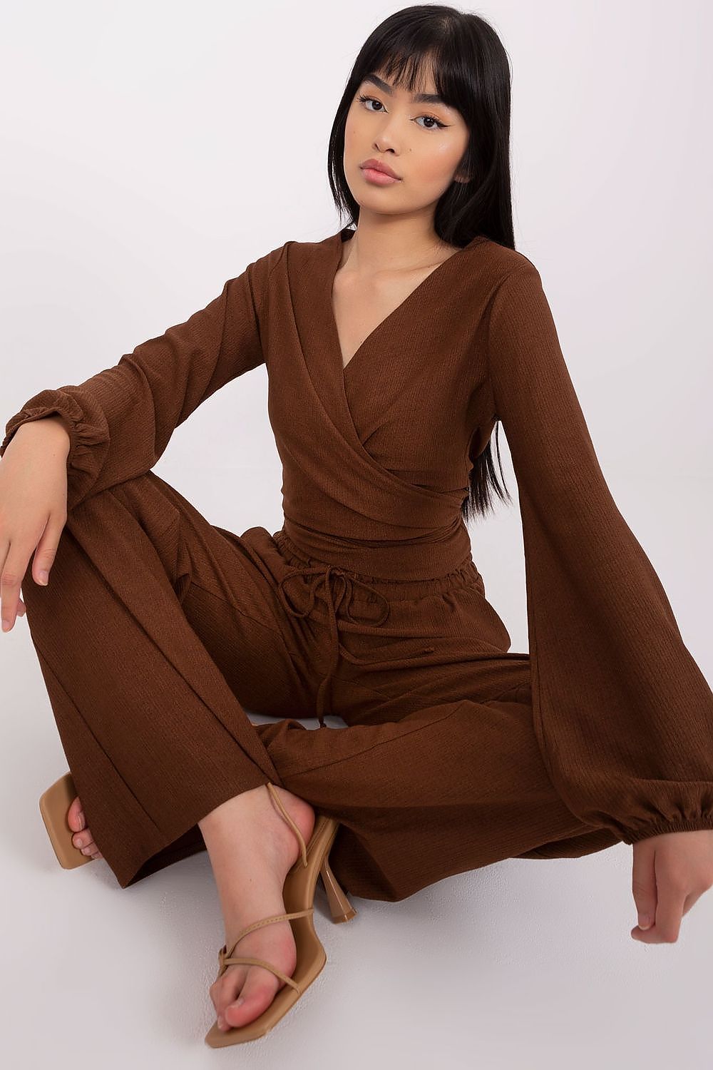 Lakerta fritidssett – bluse med hjertehals til dame fra MS StyleHaven, laget av Bomull; polyester, farge Rosa 2, størrelse S/M, med long ermer, perfekt til casual; dress