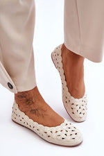 ballerina-sko Step in style til dame fra MS StyleHaven, laget av Bomull; polyester, farge beige, størrelse 38, med 45720 ermer, perfekt til casual; dress