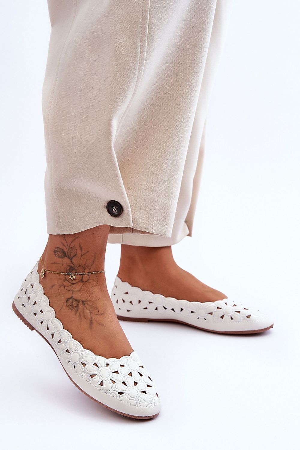 ballerina-sko Step in style til dame fra MS StyleHaven, laget av Bomull; polyester, farge beige, størrelse 41, med 45720 ermer, perfekt til casual; dress
