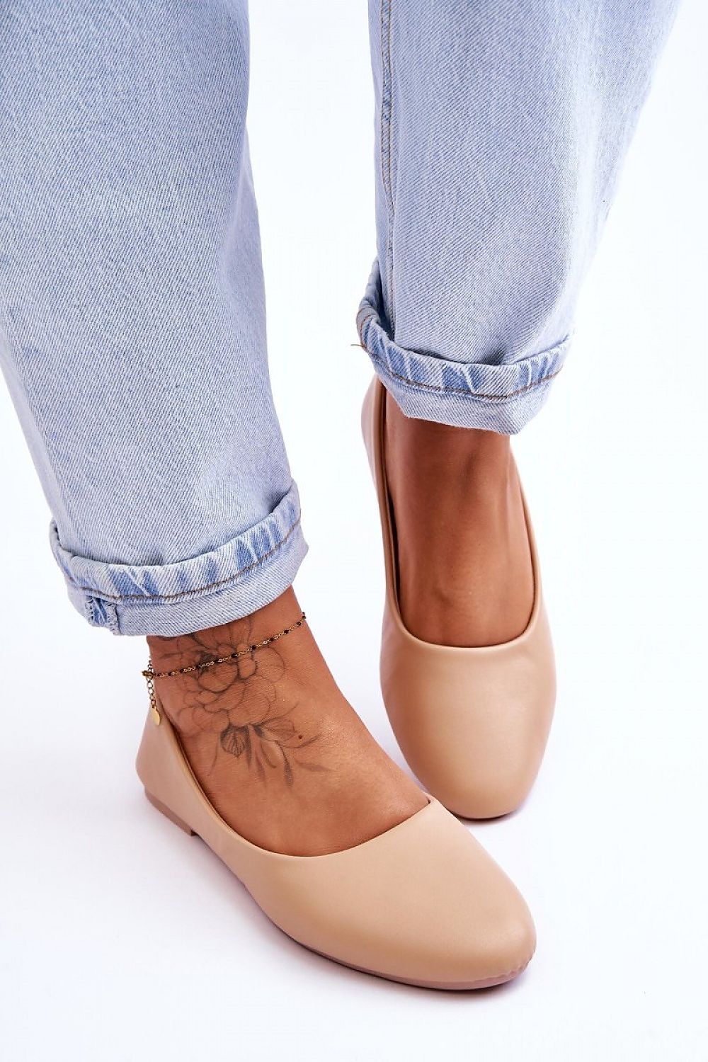 Økoki-Skinn ballerina-sko - Step in style til dame fra MS StyleHaven, laget av Bomull; polyester, med detaljer i synthetic, farge beige, størrelse 36, med 45720 ermer, hælhøyde flat, skostørrelse 36; 37; 38; 39; 40; 41; 42, perfekt til casual; dress