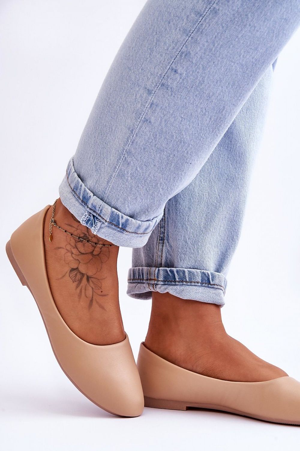 Økoki-Skinn ballerina-sko - Step in style til dame fra MS StyleHaven, laget av Bomull; polyester, farge beige, størrelse 38, med 45720 ermer, perfekt til casual; dress