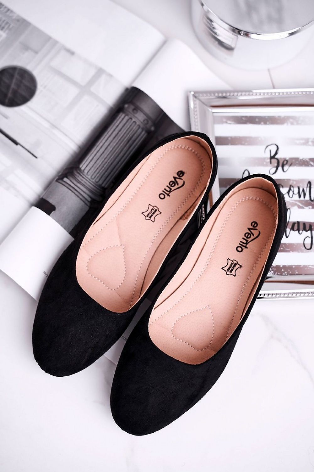 ballerina-sko - Step in style til dame fra MS StyleHaven, laget av Bomull; polyester, farge Svart, størrelse 38, med 45720 ermer, perfekt til casual; dress