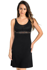 Komfortabelt nattshirt - Teyli til dame fra MS StyleHaven, laget av Elastan; Viskose, farge Svart, størrelse S, med sleeveless ermer, other; babydoll; chemise-1 stil, perfekt til casual; dress