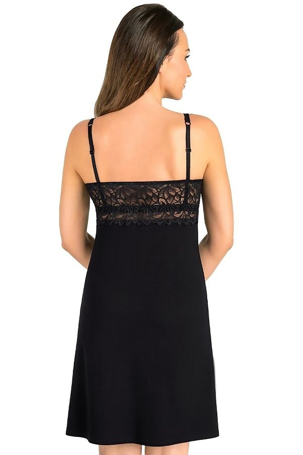 Komfortabelt nattshirt - Teyli til dame fra MS StyleHaven, laget av Elastan; Viskose, farge Svart, størrelse M, med sleeveless ermer, perfekt til casual; dress