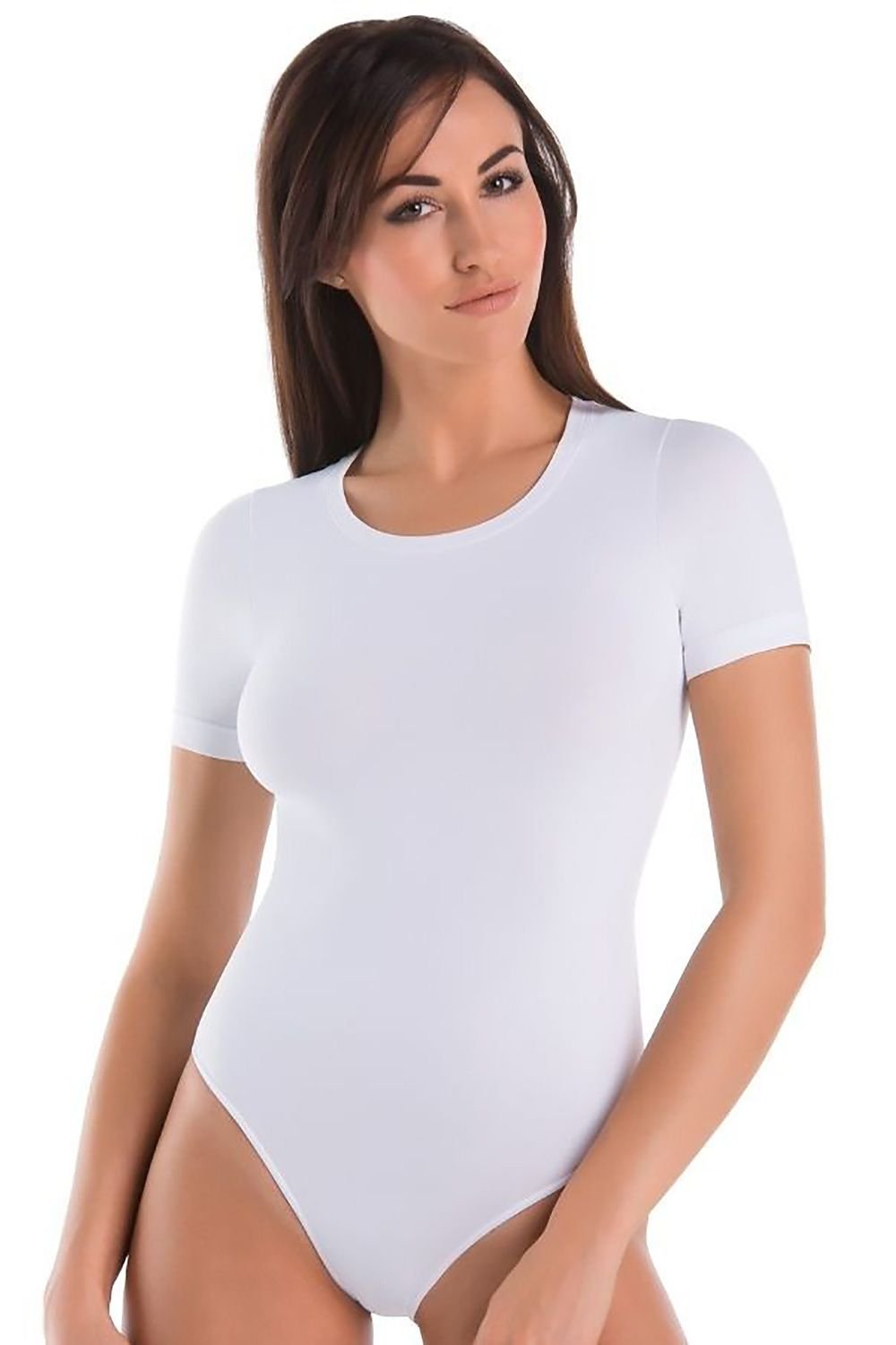 Klassisk bodysuit for kvinner – Teyli til dame fra MS StyleHaven, laget av Viskose; Elastan, farge Svart, størrelse XL, med cap; short ermer, perfekt til casual; dress