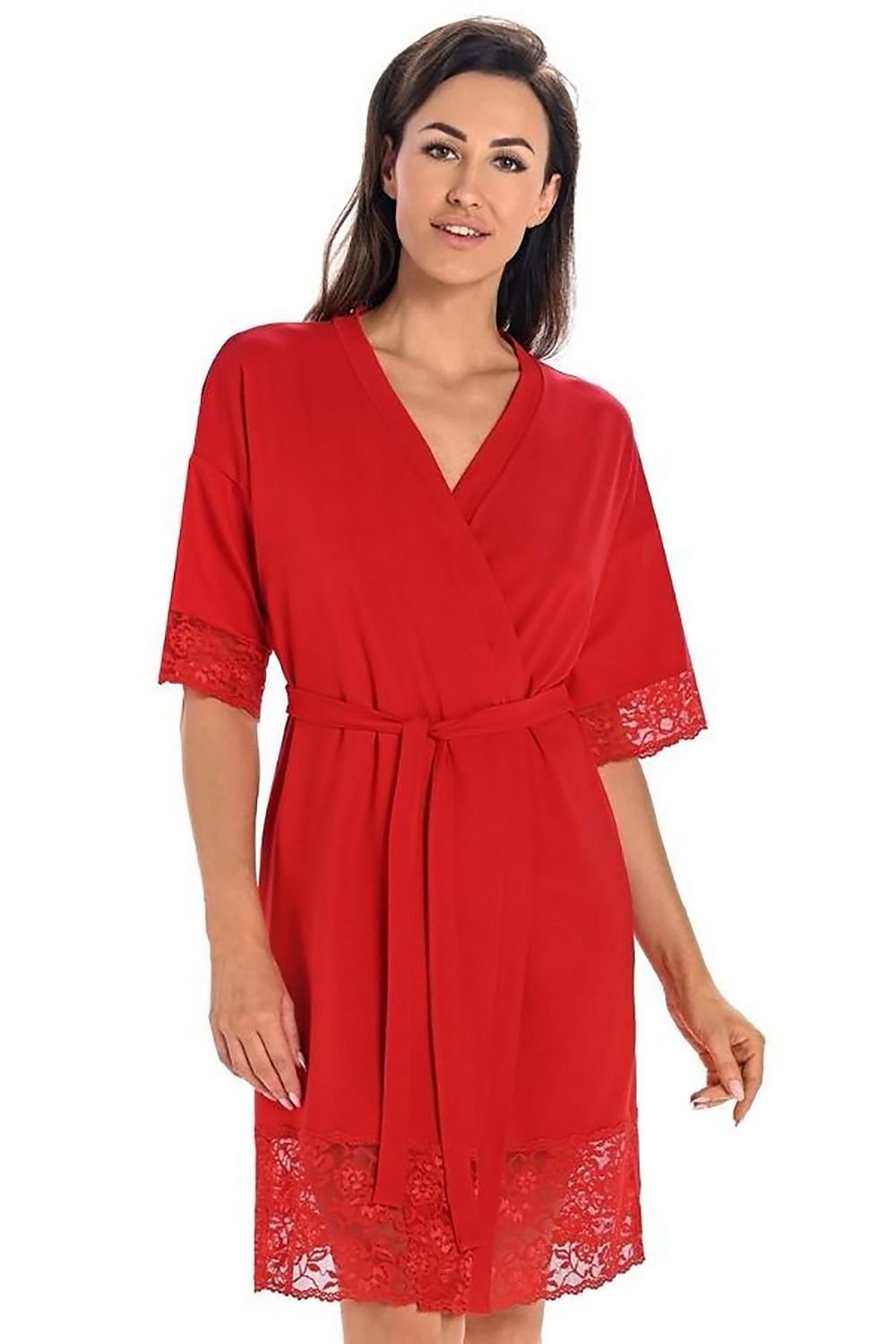 Juicy Red Elegance Badekåpe - Teyli til dame fra MS StyleHaven, laget av Elastan; Viskose, farge Rød, størrelse S, med long ermer, perfekt til casual; dress