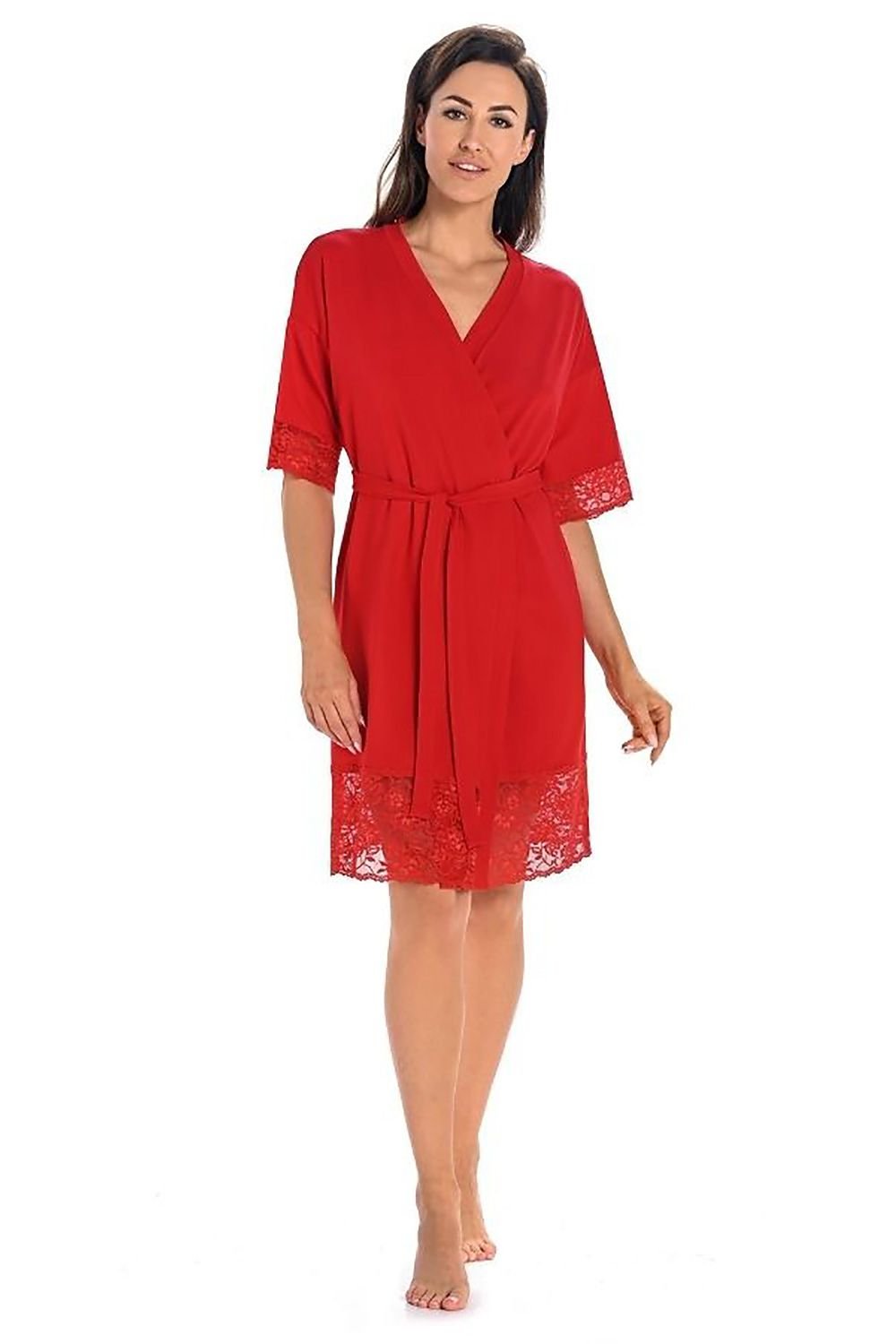 Juicy Red Elegance Badekåpe - Teyli til dame fra MS StyleHaven, laget av Elastan; Viskose, farge Rød, størrelse M, med long ermer, perfekt til casual; dress