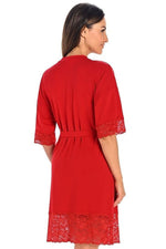 Juicy Red Elegance Badekåpe - Teyli til dame fra MS StyleHaven, laget av Elastan; Viskose, farge Rød, størrelse L, med long ermer, perfekt til casual; dress