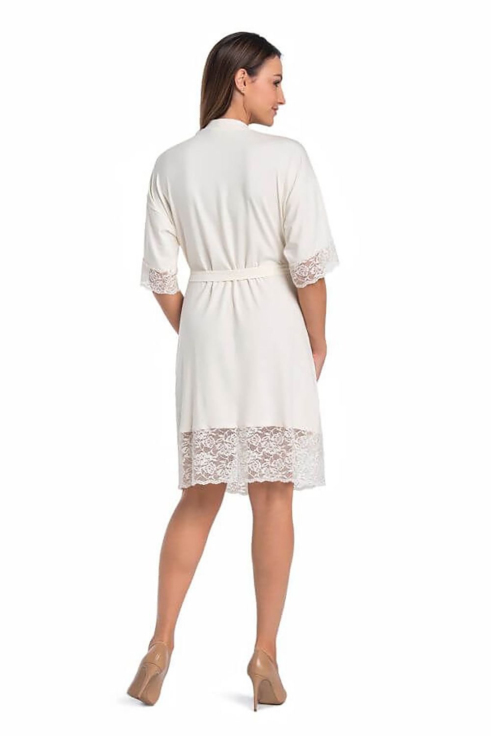 Dame Badekåpe i Ecru med Blonder til dame fra MS StyleHaven, laget av Elastan; Viskose, farge Rød, størrelse S, med long ermer, perfekt til casual; dress