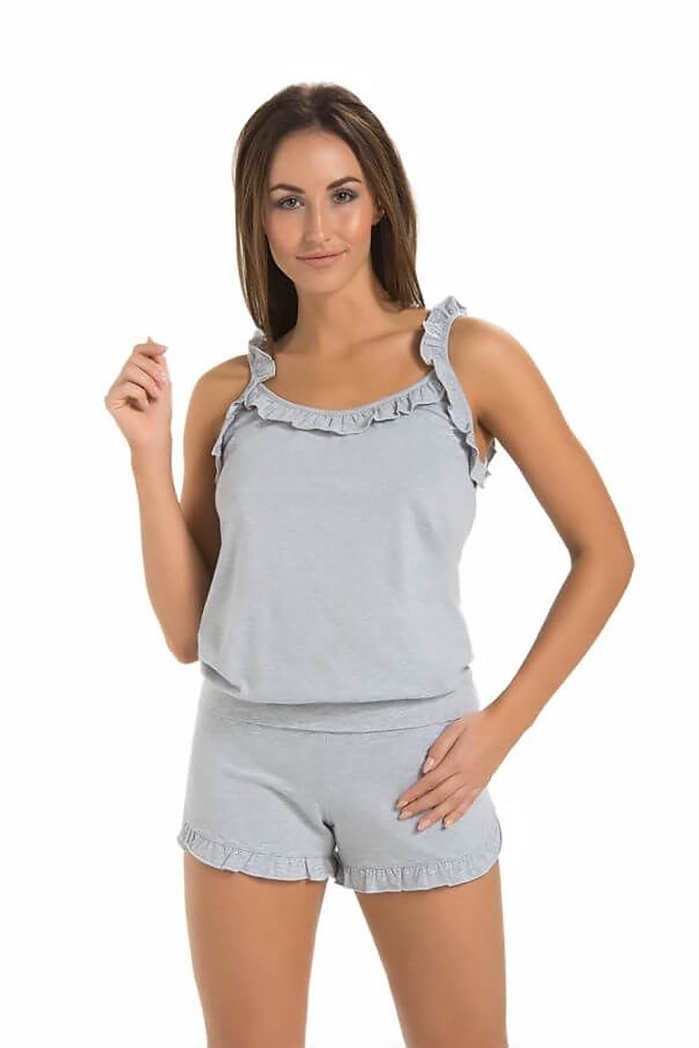 Nattkjole - Teyli til dame fra MS StyleHaven, laget av Elastan; Viskose, farge Grå, størrelse S, med sleeveless ermer, perfekt til casual; dress