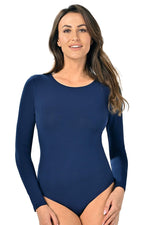 Teyli Classic damesbody med lange ermer til dame fra MS StyleHaven, laget av Elastan; Viskose, farge Blå, størrelse XS, med cap; short ermer, perfekt til casual; dress