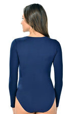 Teyli Classic damesbody med lange ermer til dame fra MS StyleHaven, laget av Elastan; Viskose, farge Blå, størrelse S, med cap; short ermer, perfekt til casual; dress