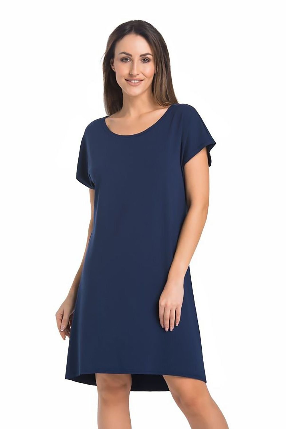 Teyli Nightshirt – Klassisk Eleganse i Svart til dame fra MS StyleHaven, laget av Elastan; Viskose, farge Grå, størrelse M, med cap; short ermer, perfekt til casual; dress