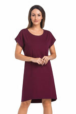 Teyli Nightshirt – Klassisk Eleganse i Svart til dame fra MS StyleHaven, laget av Elastan; Viskose, farge Grå, størrelse XL, med cap; short ermer, perfekt til casual; dress