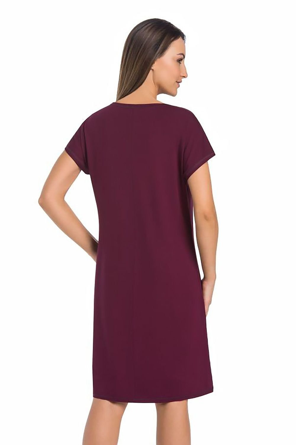 Teyli Nightshirt – Klassisk Eleganse i Svart til dame fra MS StyleHaven, laget av Elastan; Viskose, farge Grå, størrelse XXL, med cap; short ermer, perfekt til casual; dress