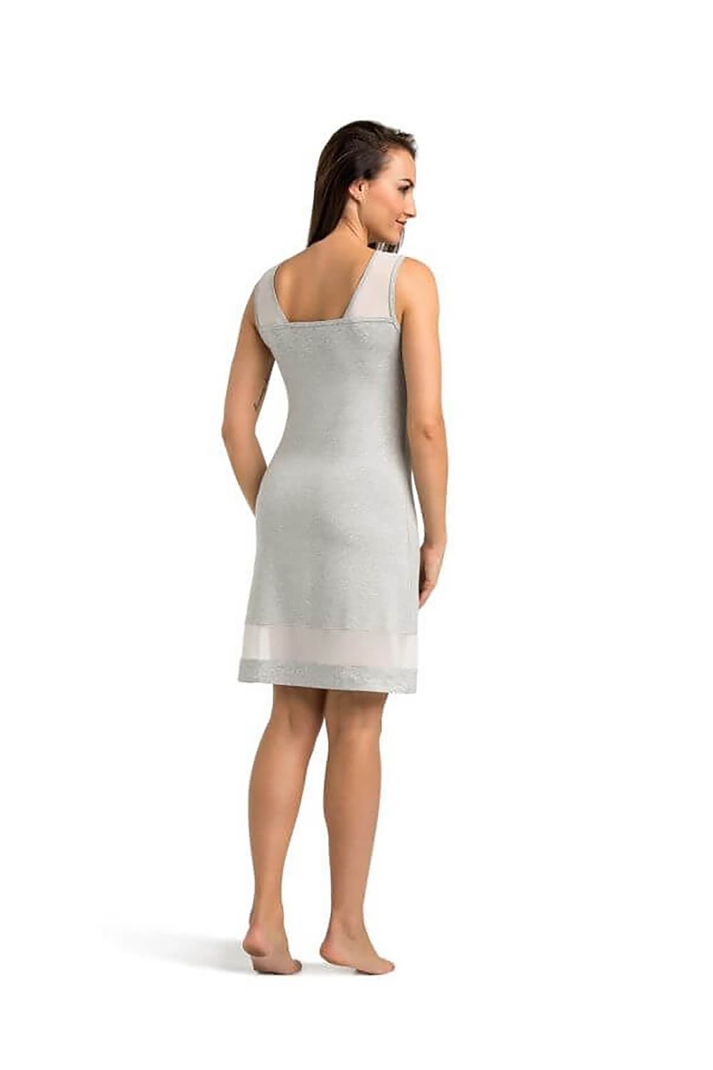 Teyli Betti Nattkjole – Elegant Komfort for Sommernetter til dame fra MS StyleHaven, laget av Elastan; Viskose, farge Grå, størrelse S, med sleeveless ermer, perfekt til casual; dress
